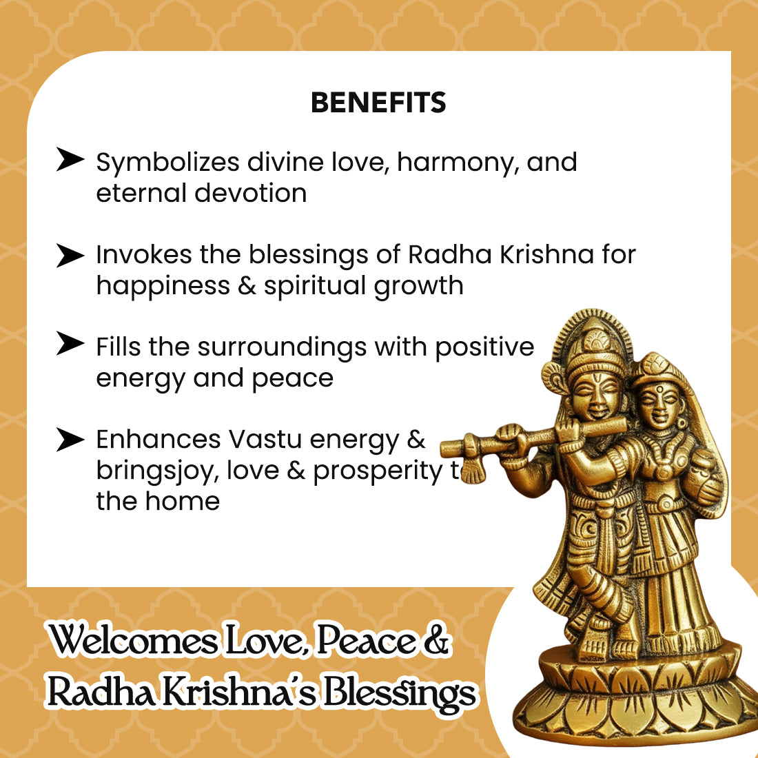 Brass Radha Krishna Idol with Gift Box for Housewarming, Wedding & Gifting