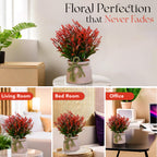 Artificial Wild Grass Flowers with Pot for Home Decor, Office Table & Gifting
