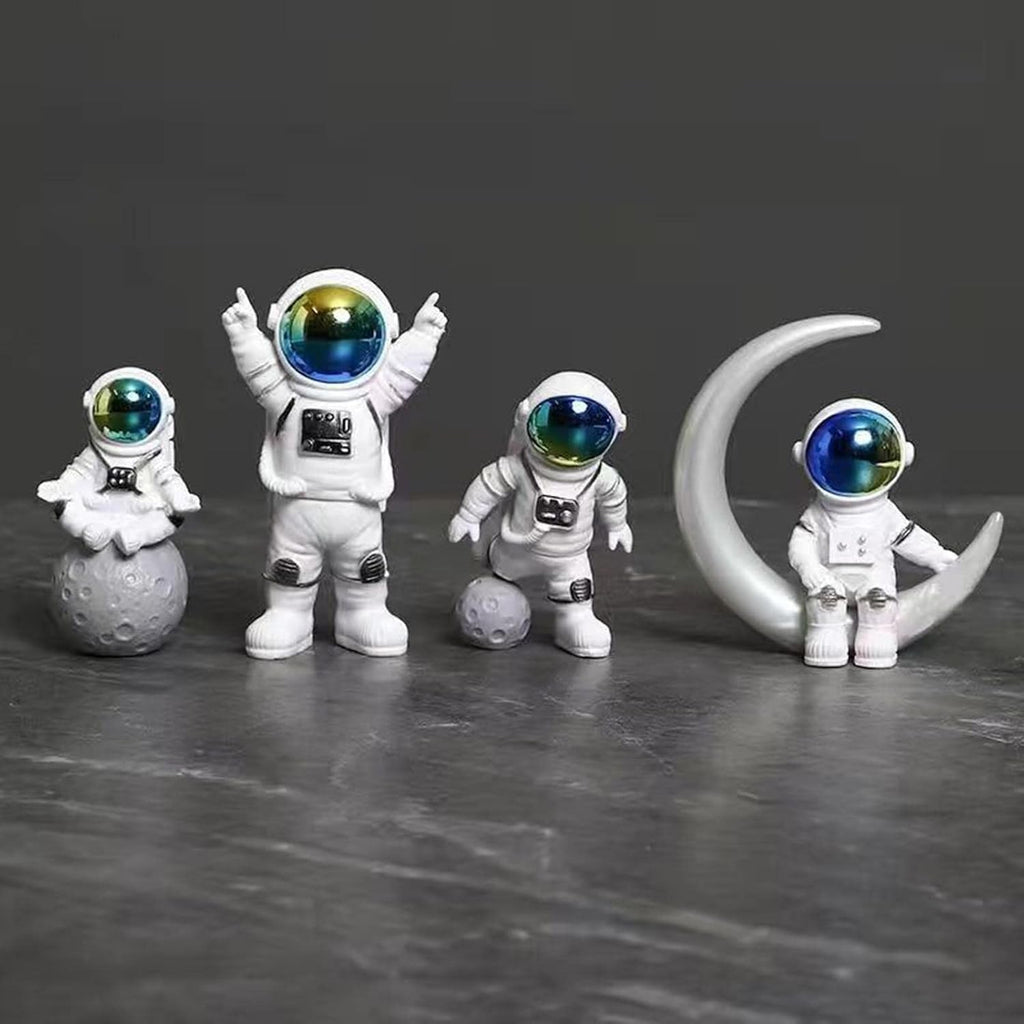 Astronaut Miniature Toy Set of 4 for Office Desk, Study Table & Home Decor