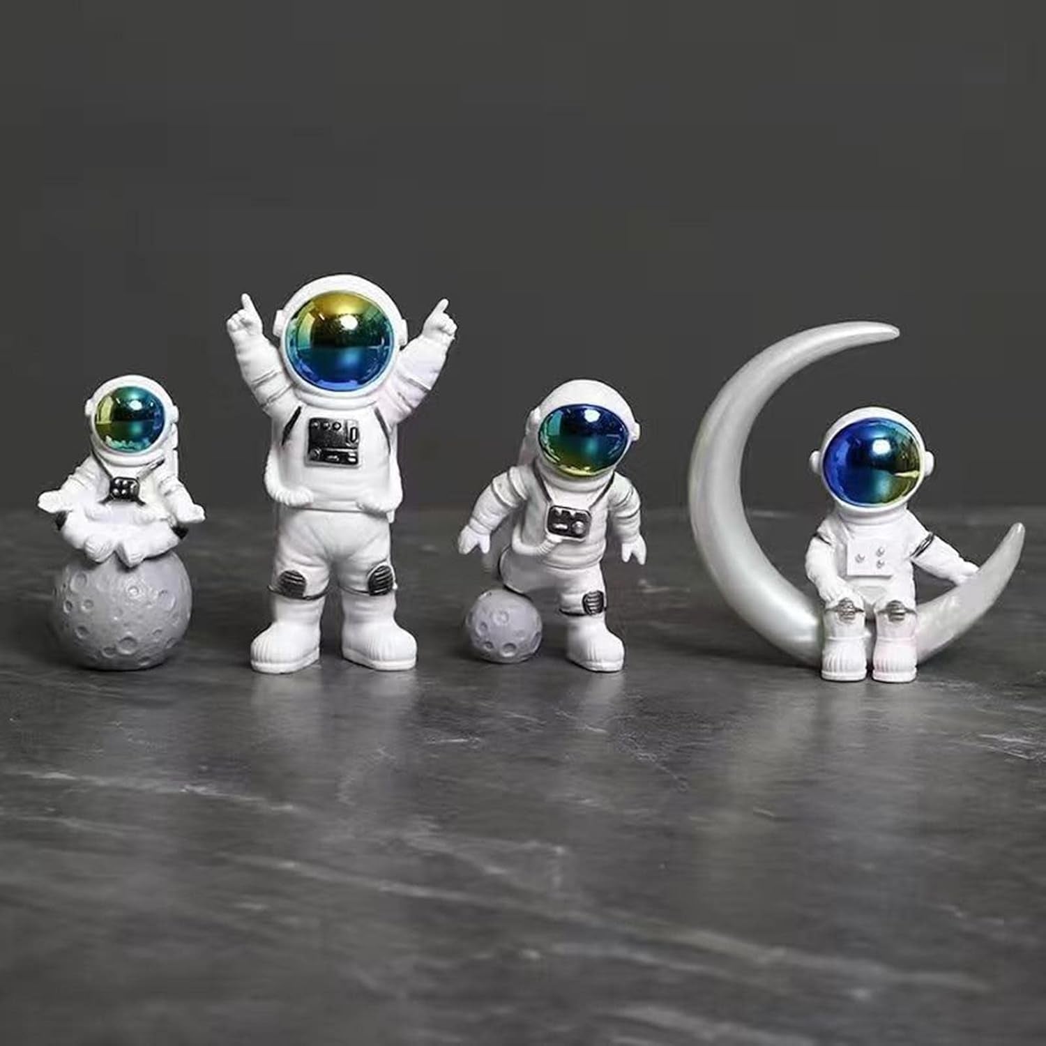 Astronaut Miniature Toy Set of 4 for Office Desk, Study Table & Home Decor