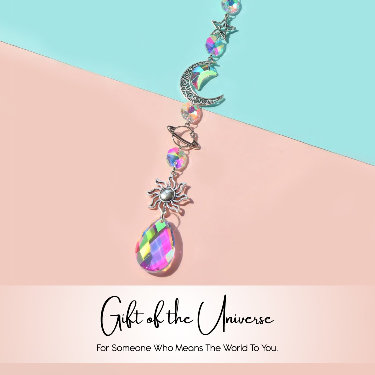 Crystal Sun Catcher Hanging with Metal Pendants for Home Decor, Car Dashboard & Gifting