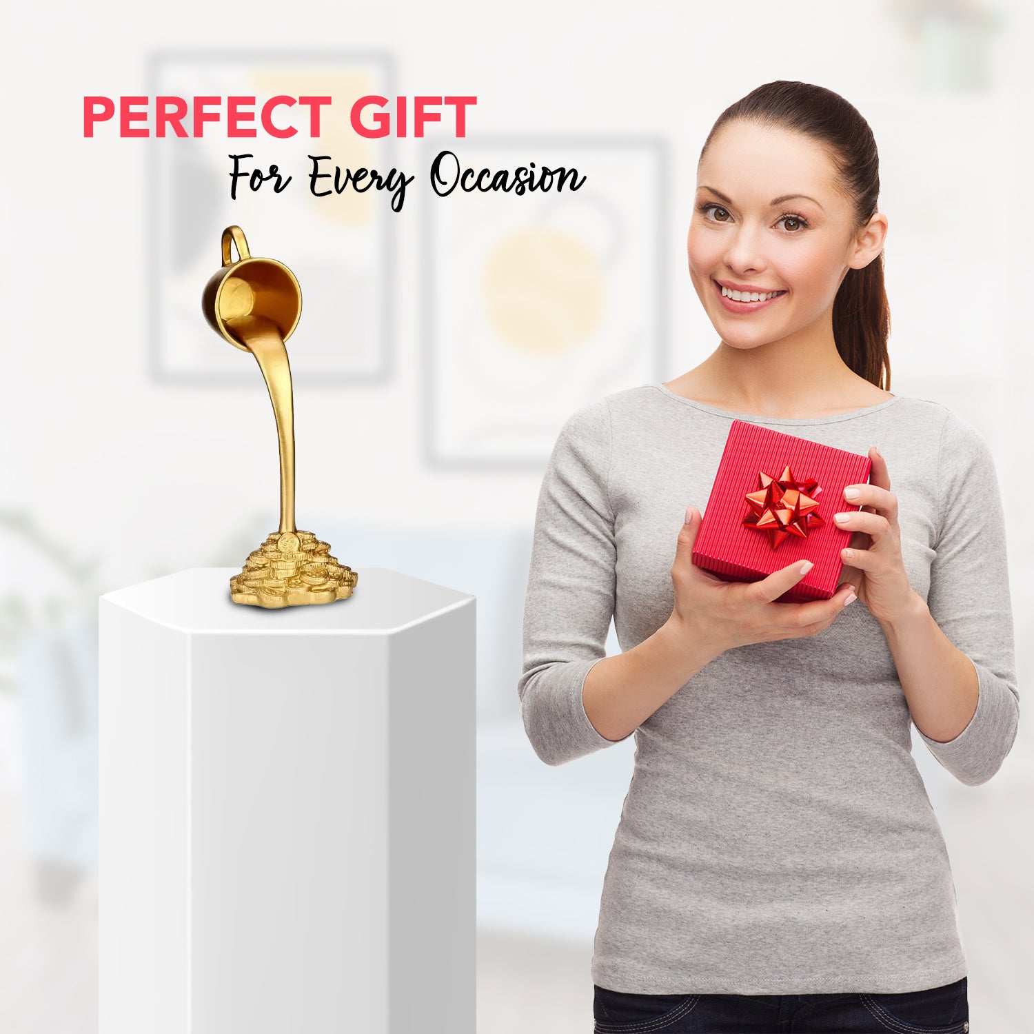 Floating Coffee Cup Showpiece for Home Decor, Living Room & Gifting