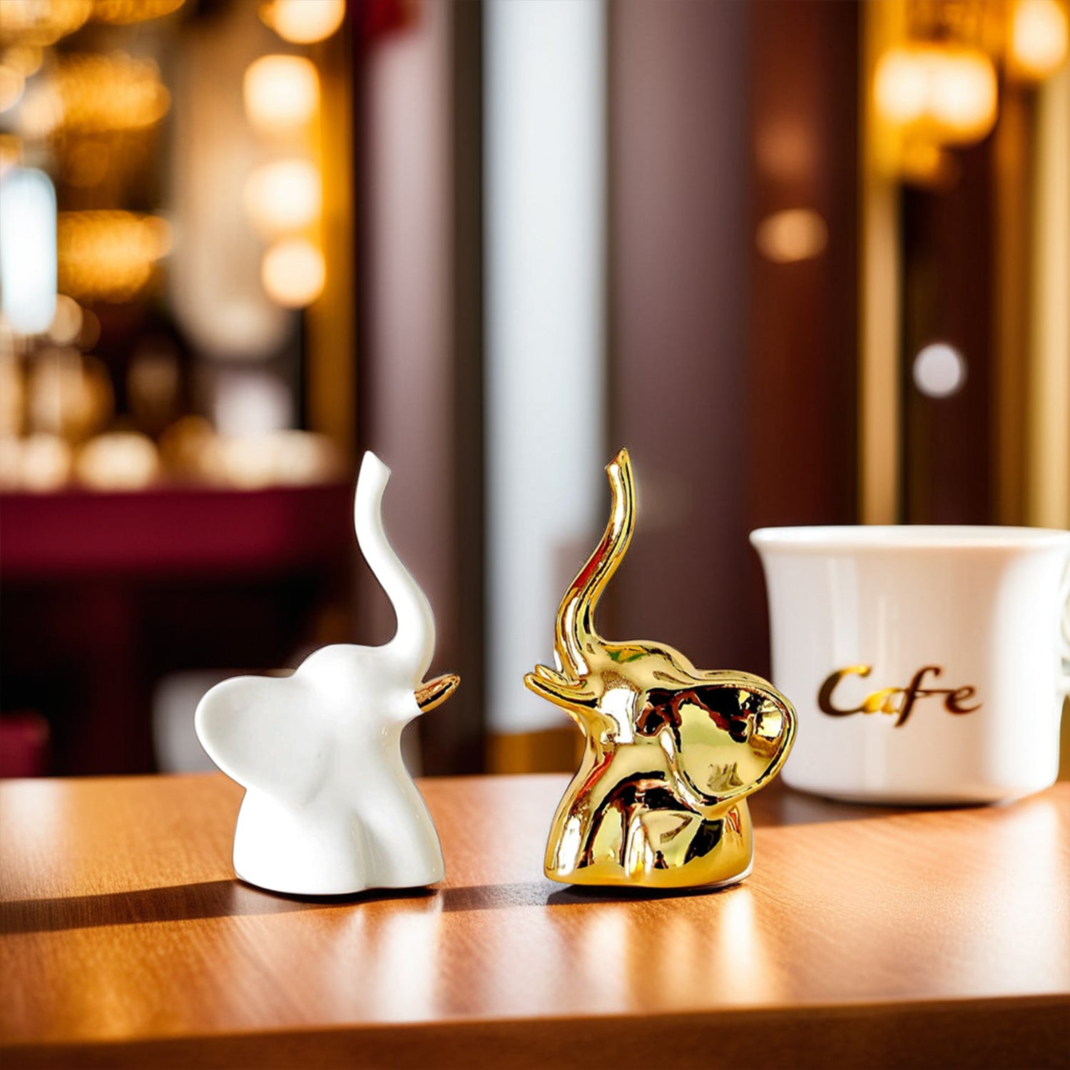 Ceramic Elephant Pair Showpiece for Home Decor & Gifting