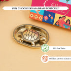 Brass Tortoise Idol with Plate & Gift Box for Housewarming, Wedding & Gifting