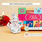 999 Silver Plated Ganesh Ganesha Idol with Gift Box for Housewarming, Wedding & Gifting