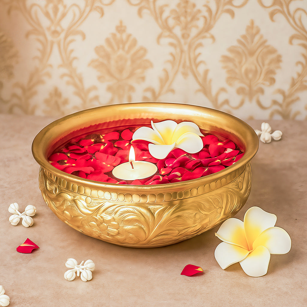 Aluminium Urli Bowl for Home Decor, Table Decor, Diwali Decoration & Gifting