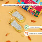 999 Silver Plated Lakshmi Charan Paduka with Gift Box for Housewarming , Wedding, Vastu & Gifting