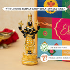 24K Gold Plated Tirupati Balaji Venkateshwara Idol with Gift Box for Housewarming, Wedding & Gifting