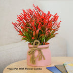 Artificial Wild Grass Flowers with Pot for Home Decor, Office Table & Gifting