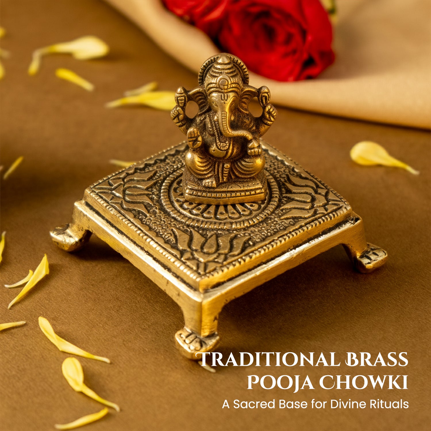 Pure Brass Chowki for God Idols & Puja Decoration