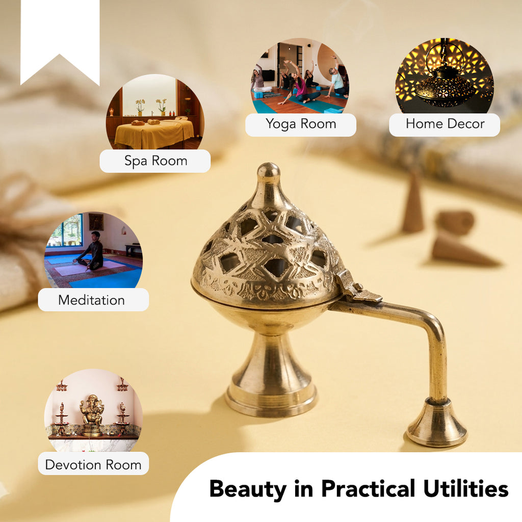 Brass Dhoop Dani for Home Pooja & Spiritual Decor
