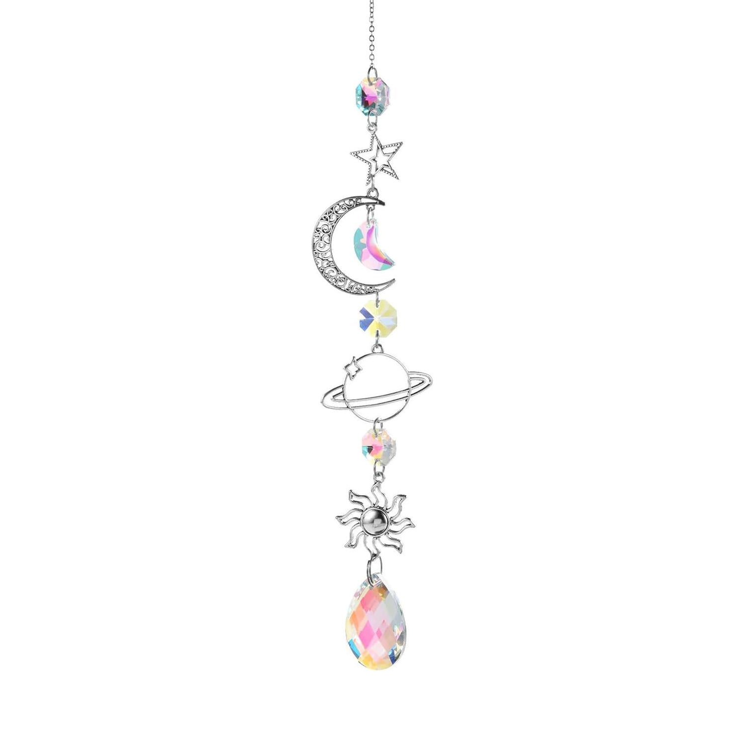 Crystal Sun Catcher Hanging with Metal Pendants for Home Decor, Car Dashboard & Gifting
