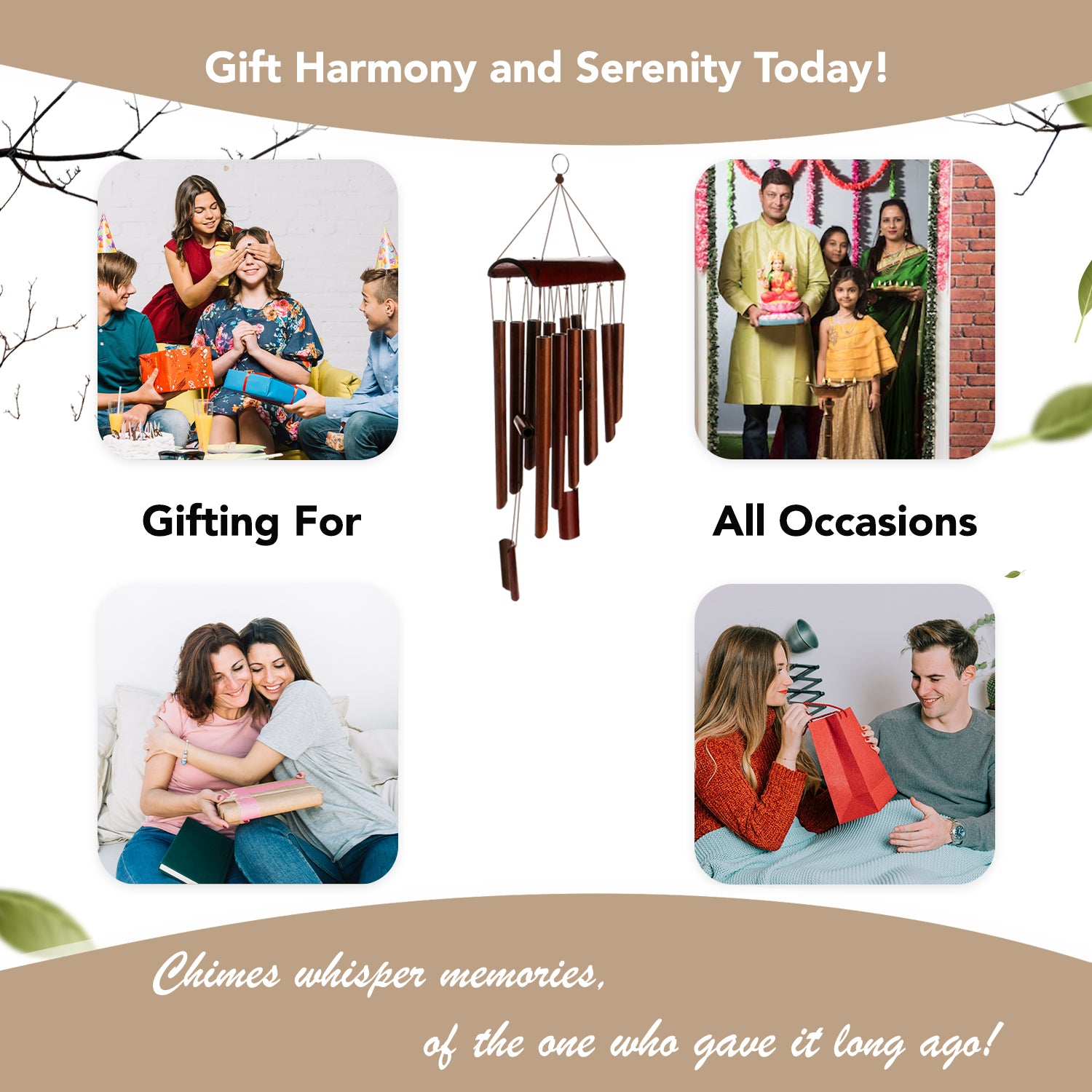Bamboo Wind Chimes for Home Decor, Balcony & Gifting