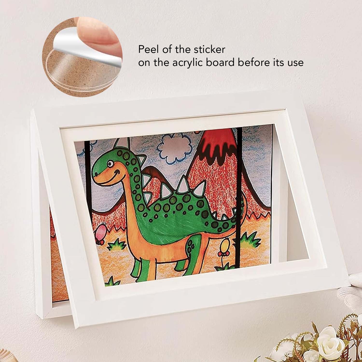 Wall Mounted Kids Art White Photo Frame (Size - 9.2x12.6 inch)