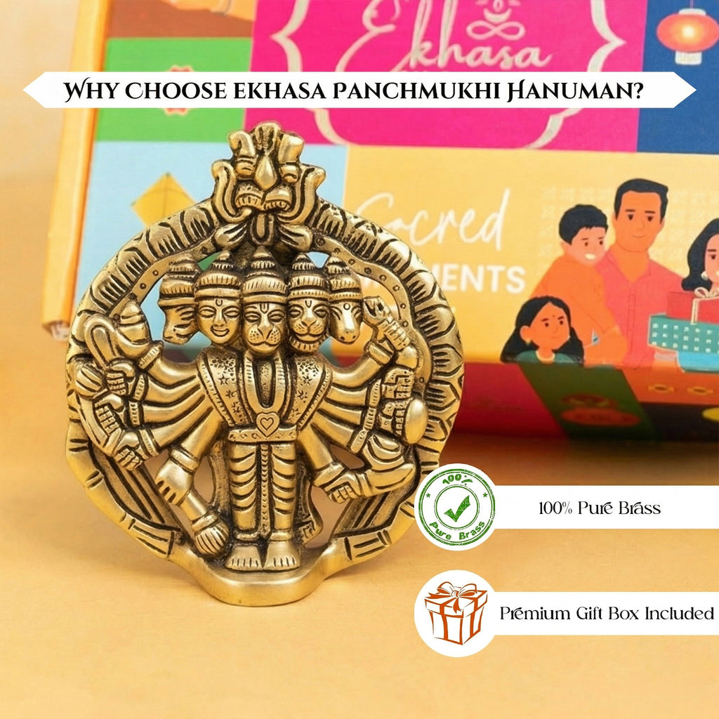 Brass Panchmukhi Hanuman Idol with Gift Box for Housewarming, Wedding & Gifting