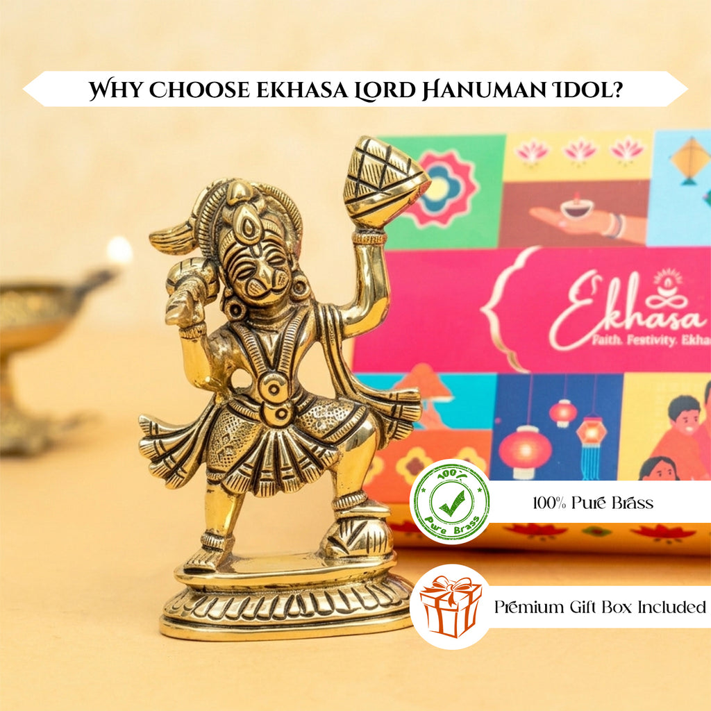 Brass Hanuman Idol with Gift Box for Housewarming, Wedding & Gifting