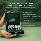 999 Silver Plated Elephant Pair with Green Velvet Gift Box for Vastu, Housewarming & Wedding Gift