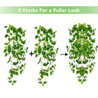 Golden Pothos Hanging Artificial Plants with Pot Set of 2 for Home Decor