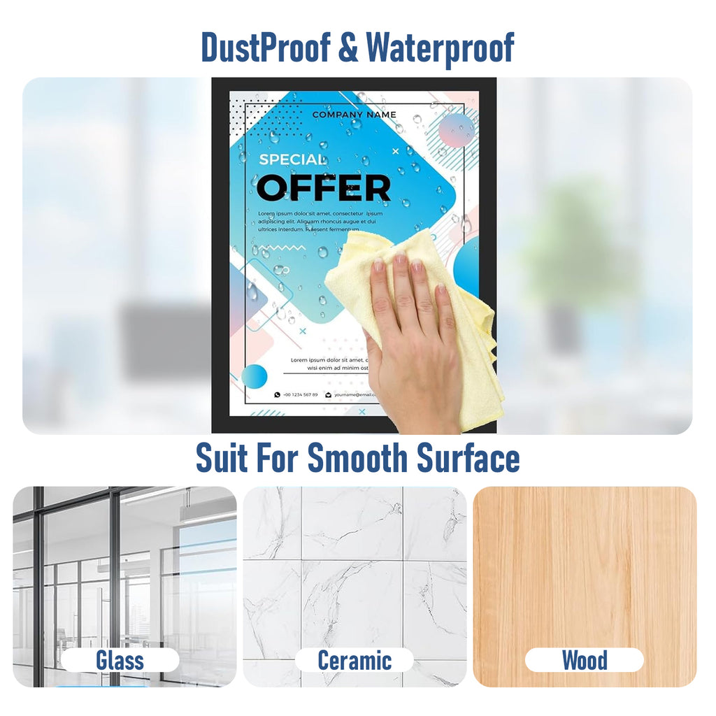 Wall Mounted Magnetic Holder Display Frame Pack of 6 for Office, Home, Store & Classroom