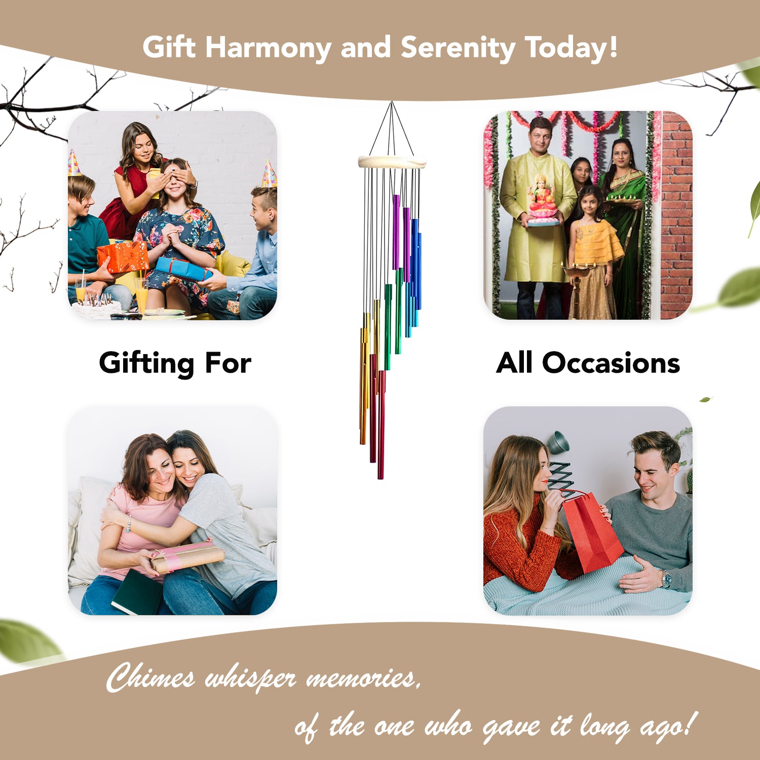 Aluminium Wind Chimes for Home Decor, Balcony & Gifting