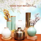 Aqua Green Metal Flower Vase for Home Decor & Table Decoration