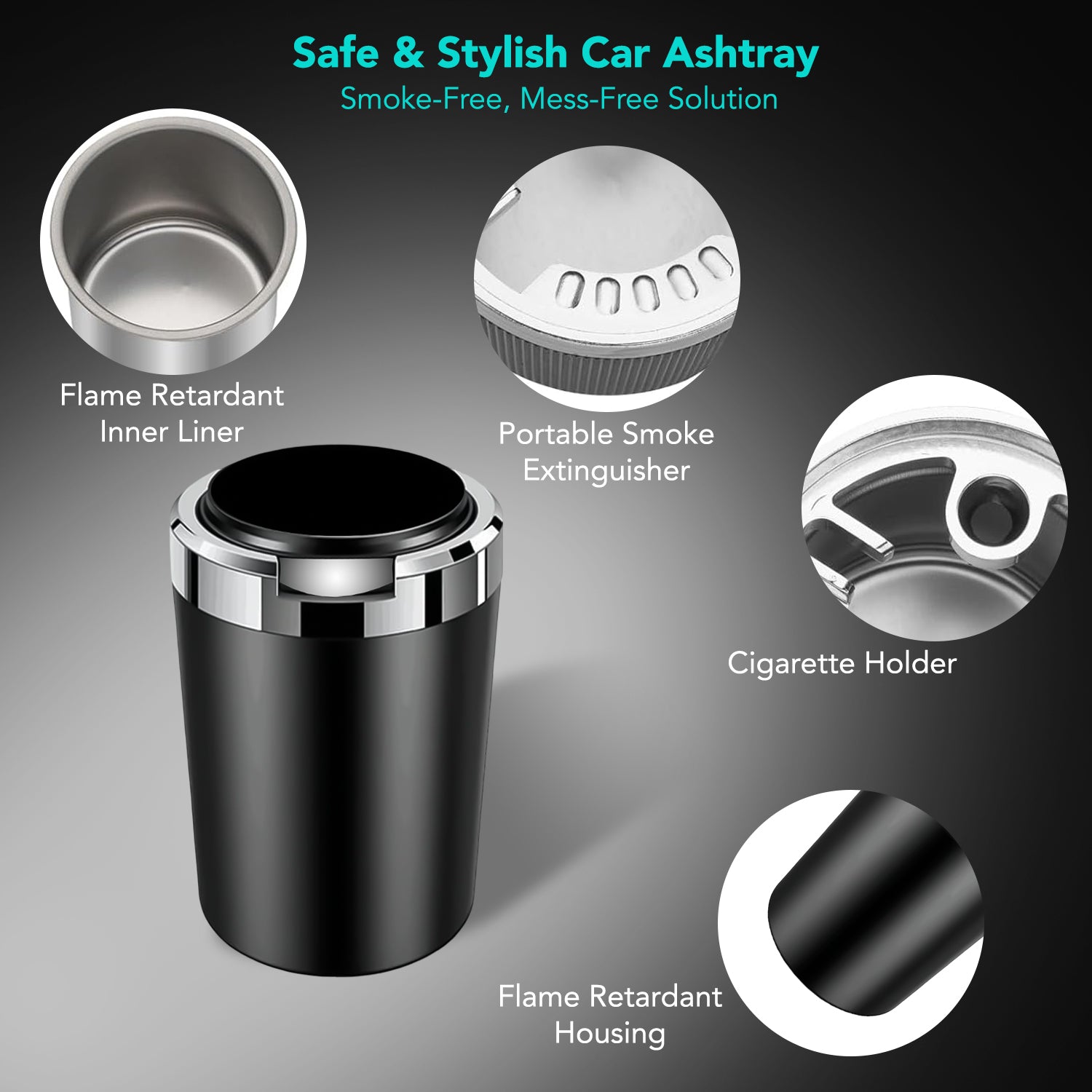 Ashtray with LED lights for Car Dashboard