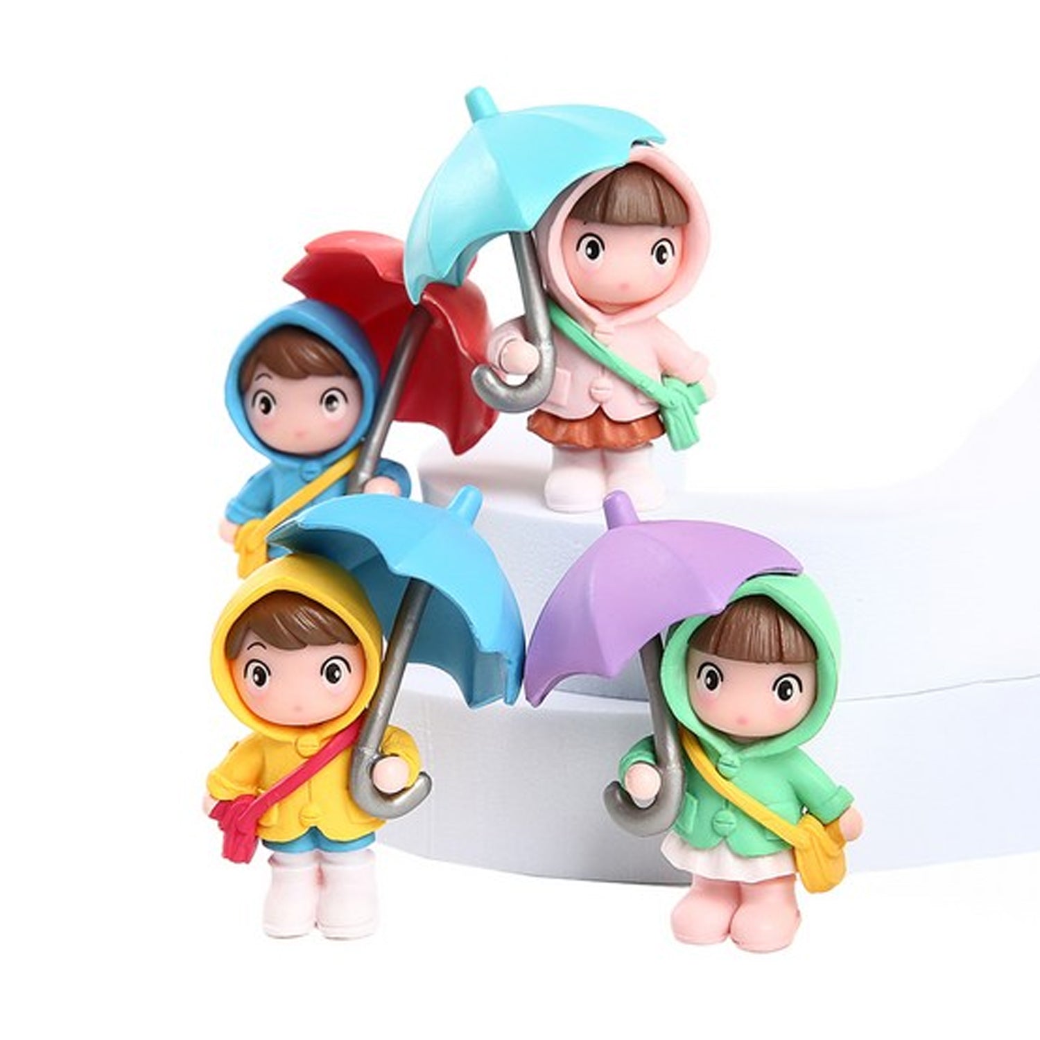 Rainy Day Miniature Showpiece Set of 4 for Home Decor, Office Desk & Gifting