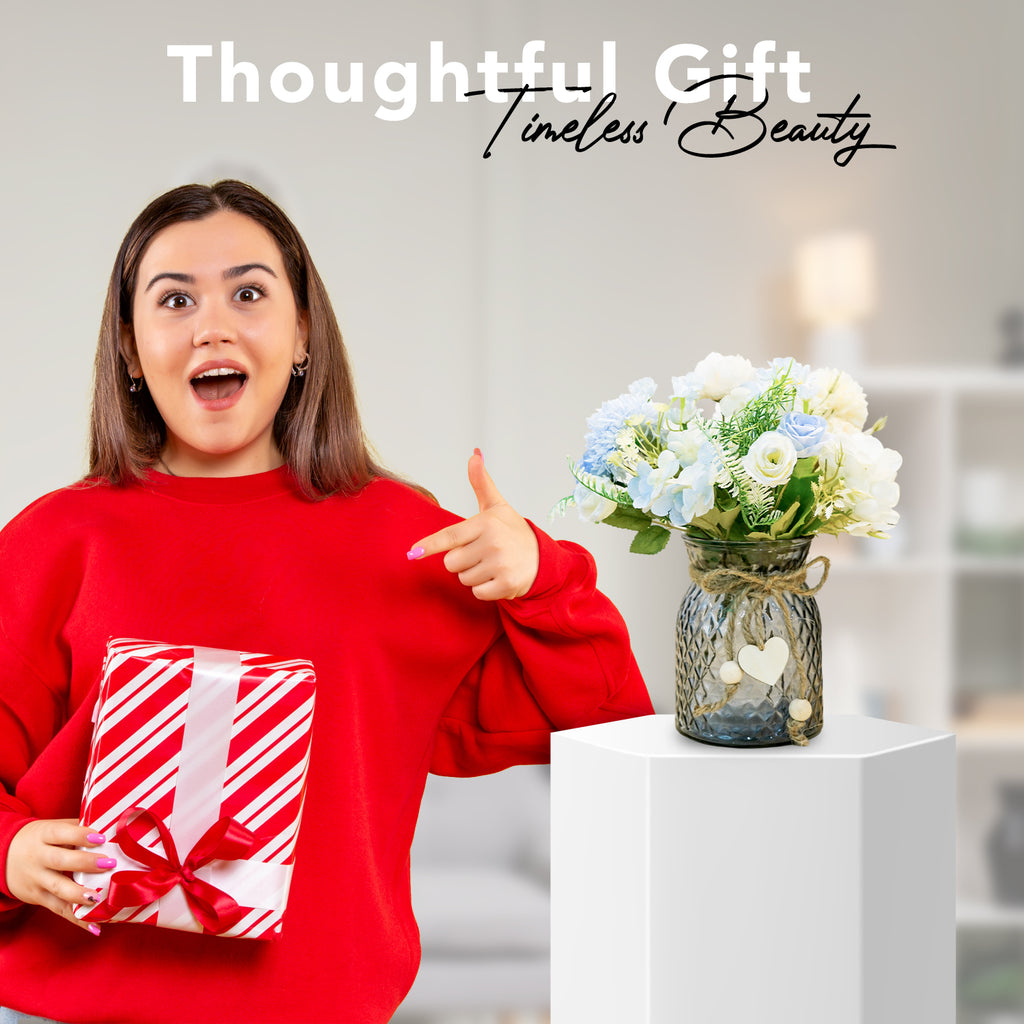 Glass Flower Vase for Home Decor, Table Decor & Gifting