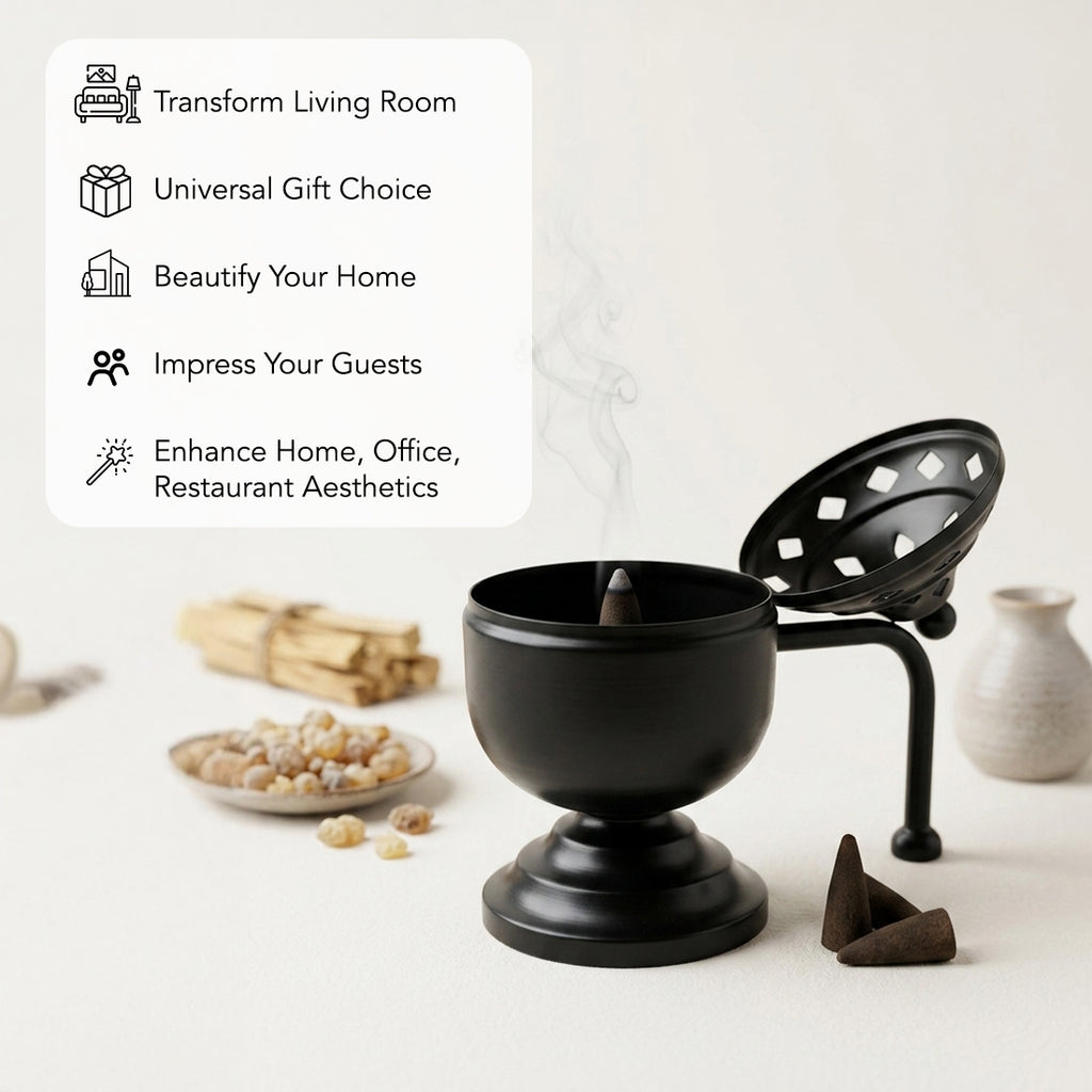Metal Dhoop Dani for Home Pooja, Incense Burning & Spiritual Decor