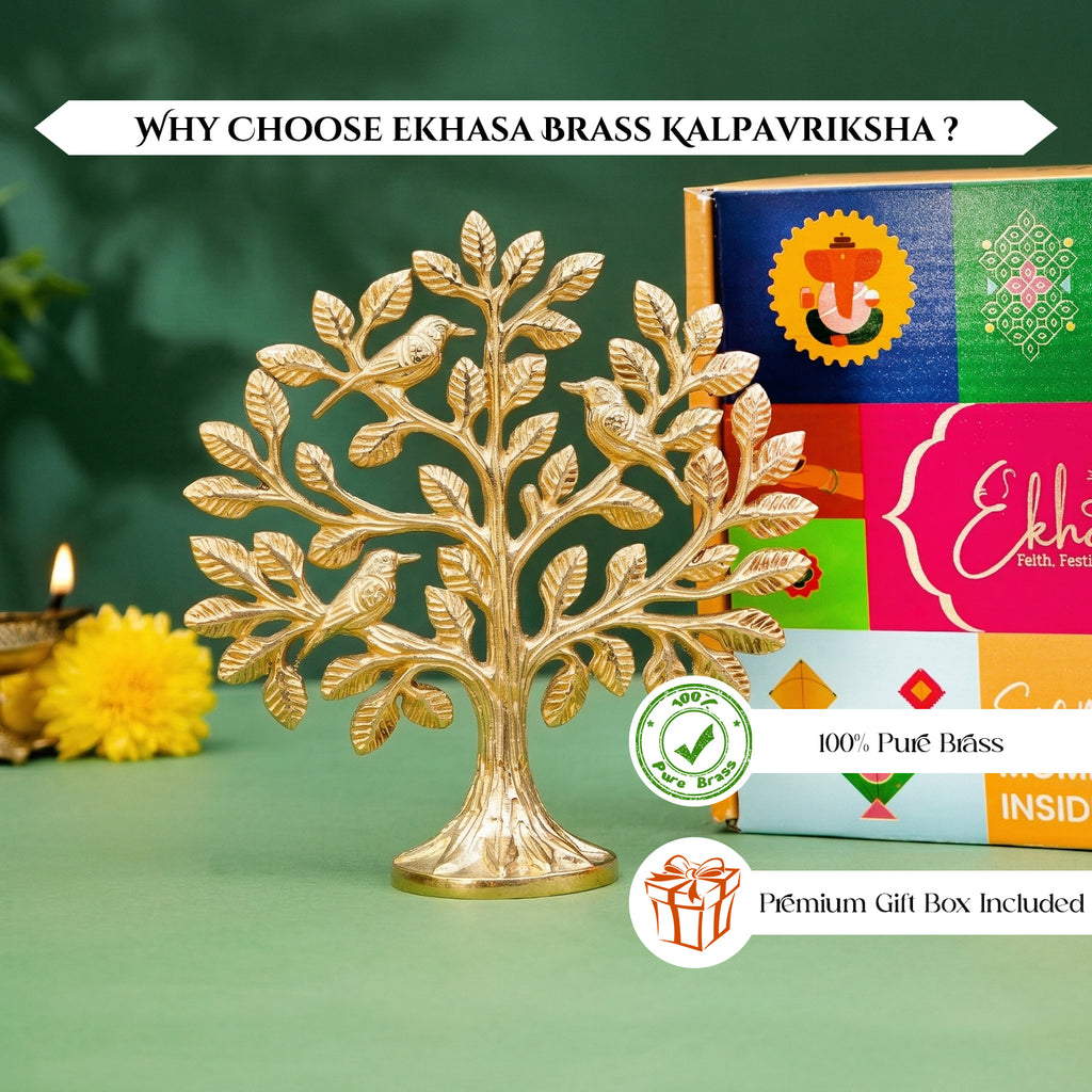 Brass Kalpavriksha Tree of Life Showpiece with Gift Box for Housewarming, Wedding & Gifting