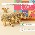 Brass Elephant Showpiece Pair with Gift Box for Housewarming, Wedding & Vastu Gifting