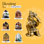 Pure Brass Hanuman Ji Idol for Home Puja, Office Desk & Car Dashboard