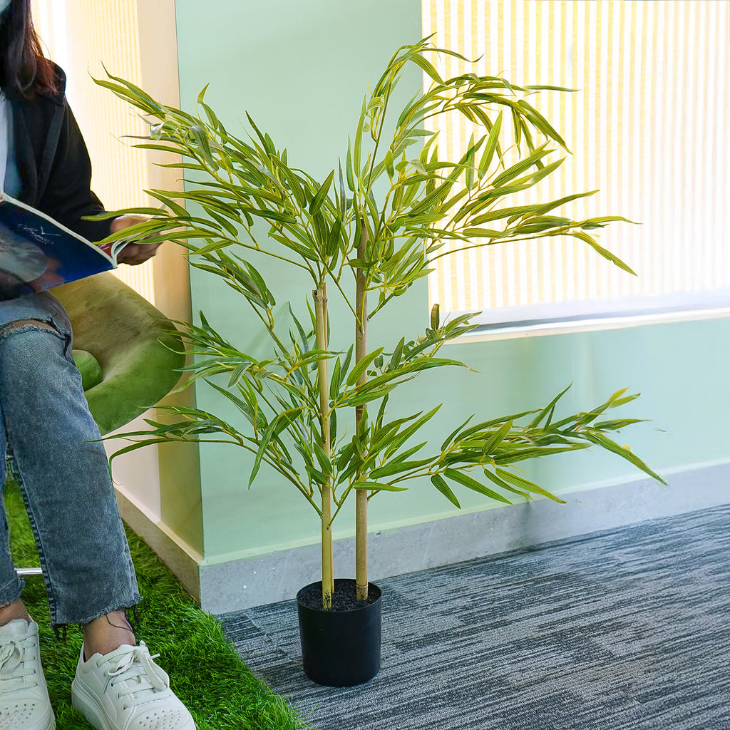 Bamboo Artificial Plant with Pot for Home & Office Decor