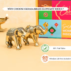 Brass Elephant Showpiece Pair with Gift Box for Housewarming, Wedding & Gifting
