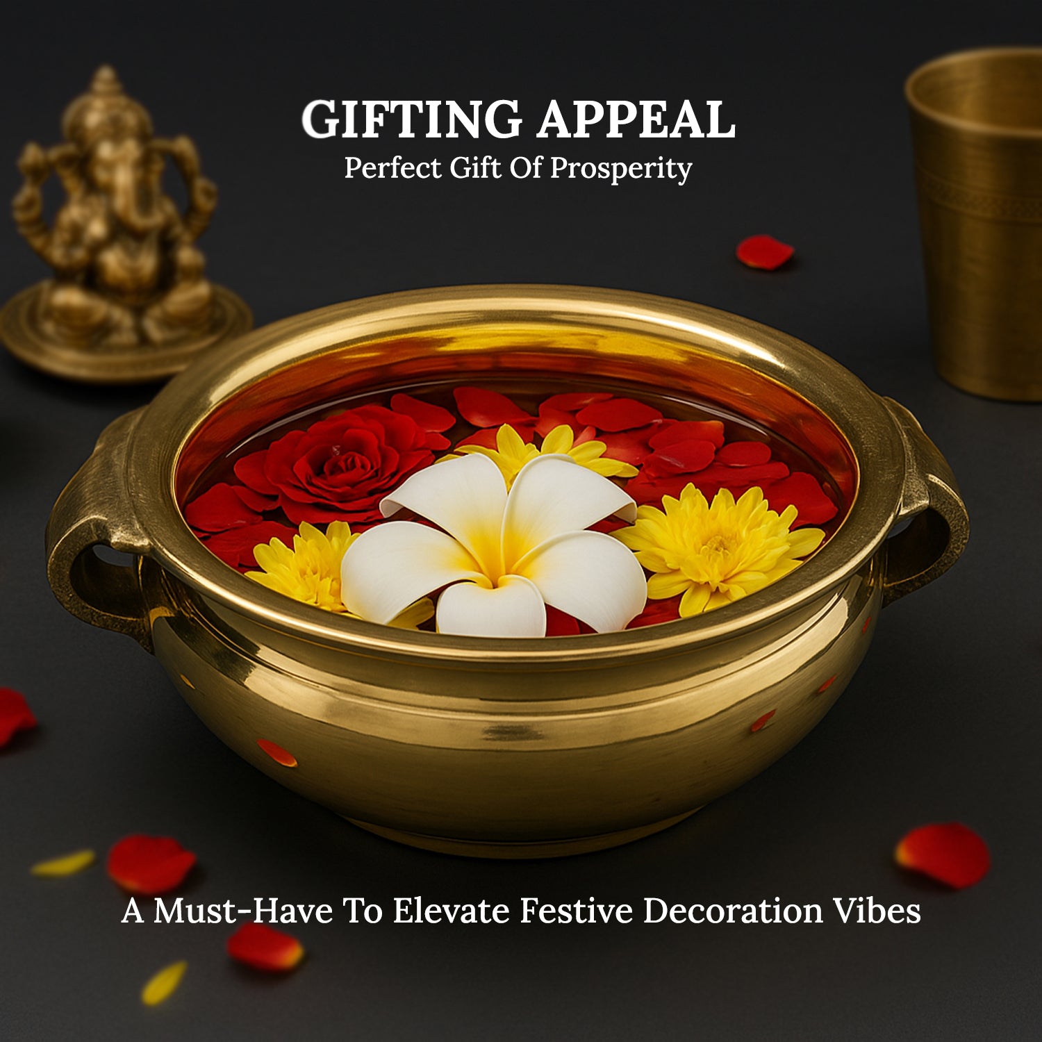 Brass Urli Bowl for Home Decor & Diwali Decoration