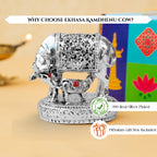999 Silver Plated Kamdhenu Cow with Calf Idol with Gift Box for Housewarming, Wedding & Gifting