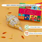 999 Silver Plated Ganesha Shankh with Gift Box for Vastu, Pooja & Gifting for Housewarming, Wedding