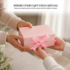 Pink Foldable Multipurpose Empty Gift Hamper Box with Magnetic Closure & Ribbon (21.5 x 21 x 9.5 cm)