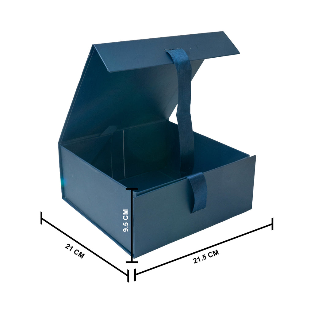 Foldable Multipurpose Empty Gift Hamper Box with Magnetic Closure & Ribbon (21.5 x 21 x 9.5 cm)