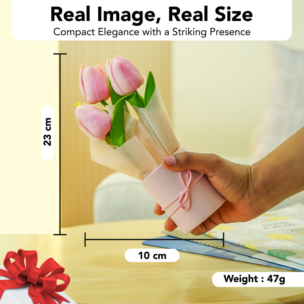 Artificial Tulip Flower with Pot for Home Decor & Gifting