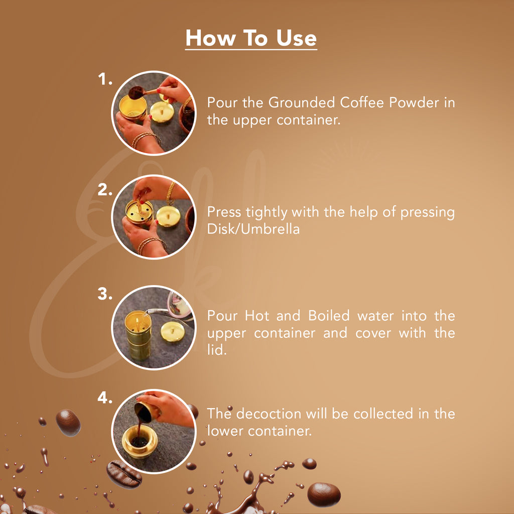 Brass Traditional Printed Filter Coffee Maker for Housewarming, Wedding & Gifting
