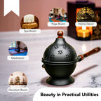 Metal Dhoop Dani with Wooden Holder for Pooja & Home Decor