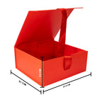 Red Foldable Multipurpose Empty Gift Hamper Box with Magnetic Closure & Ribbon (21.5 x 21 x 9.5 cm)
