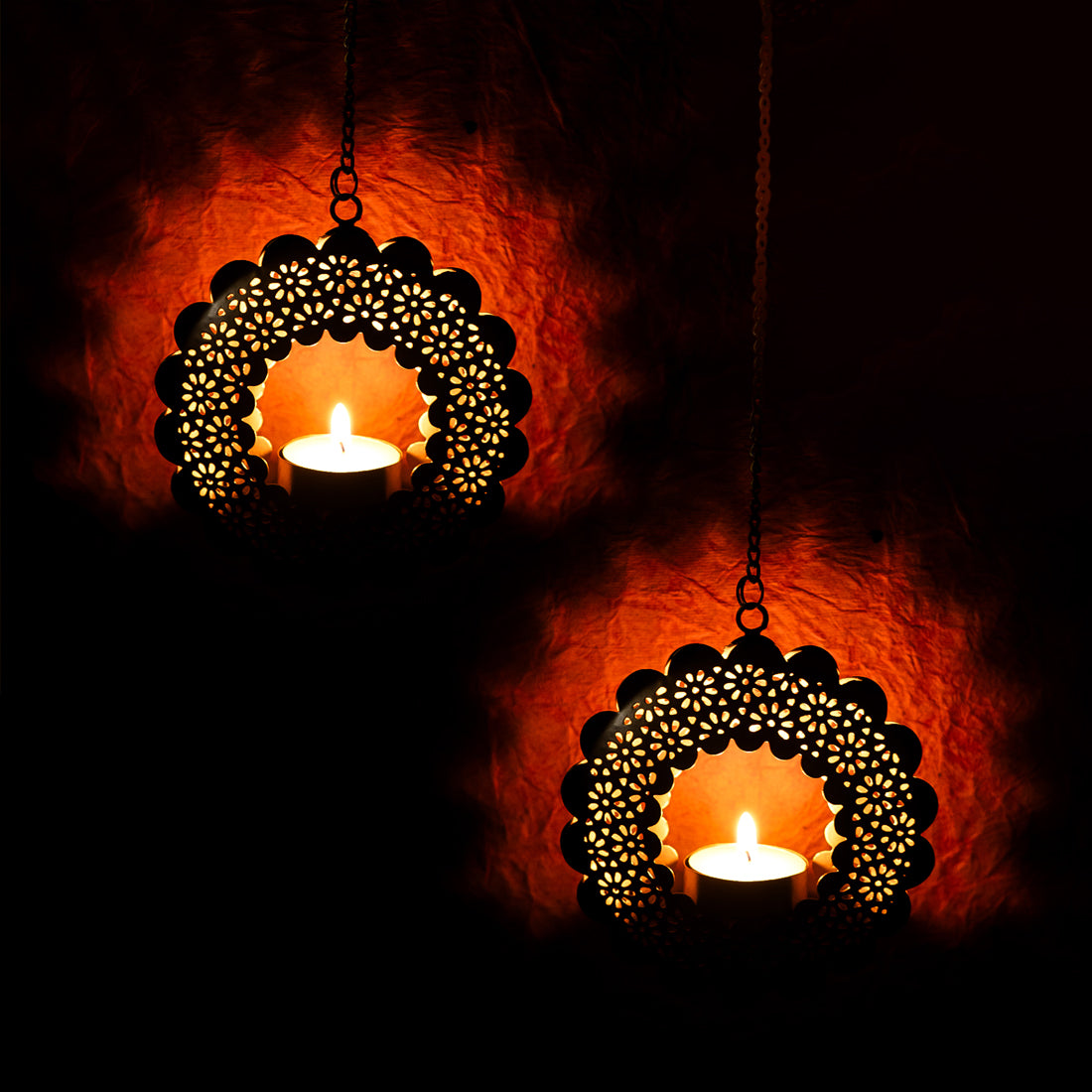 Hanging Metal Candle Holder for Home Decor (Set of 2)