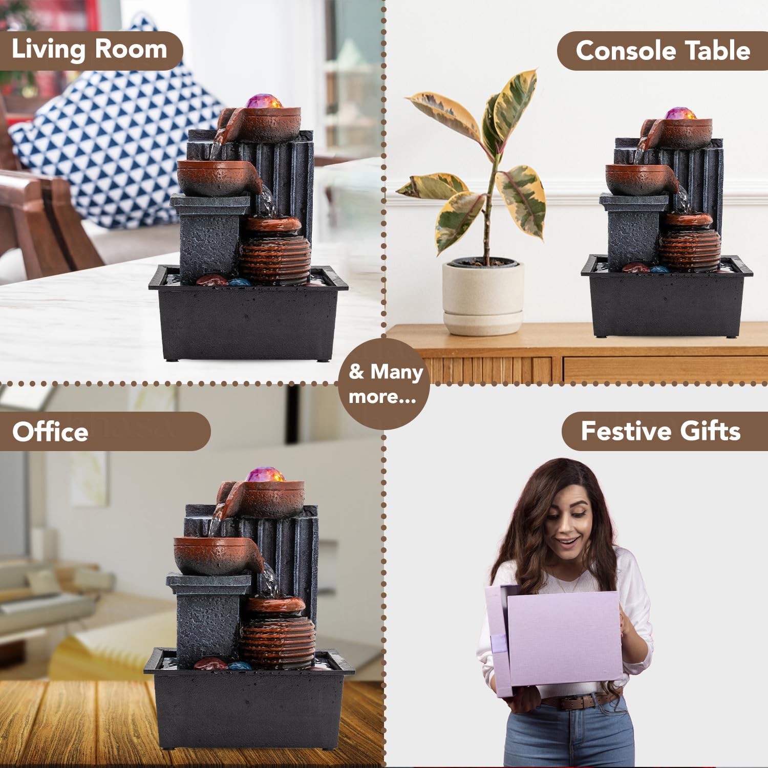 Ekhasa resin water fountain - energy efficient decor piece