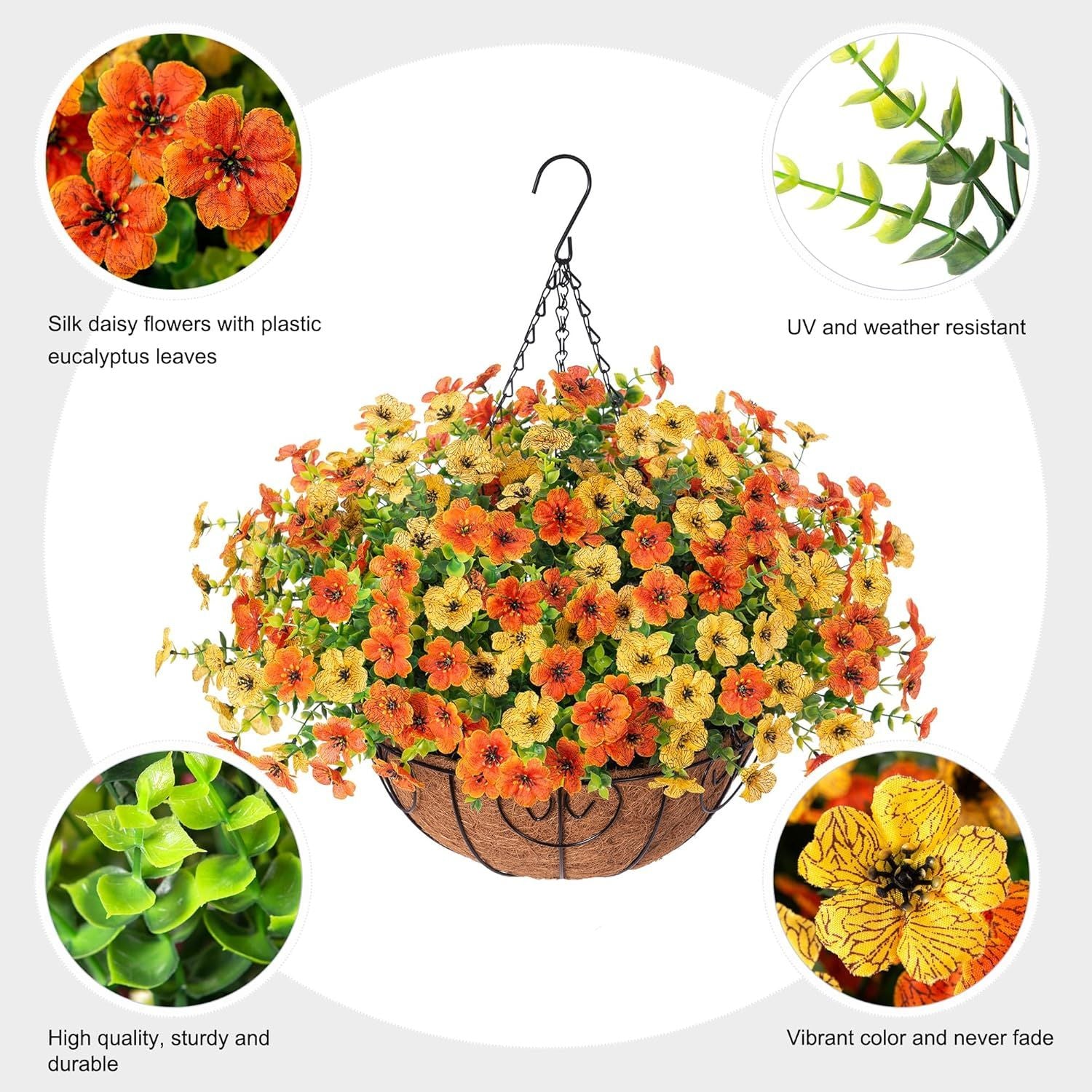 Hanging Artificial Faux Flowers Plant for Balcony Home Decor & Outdoor Decoration