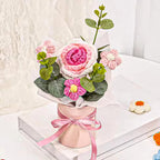 Pink & White Crochet Flowers Bouquet for Home Decor & Gifting