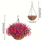 Hanging Artificial Faux Flowers Plant Basket for Balcony Home Decor & Outdoor Decoration
