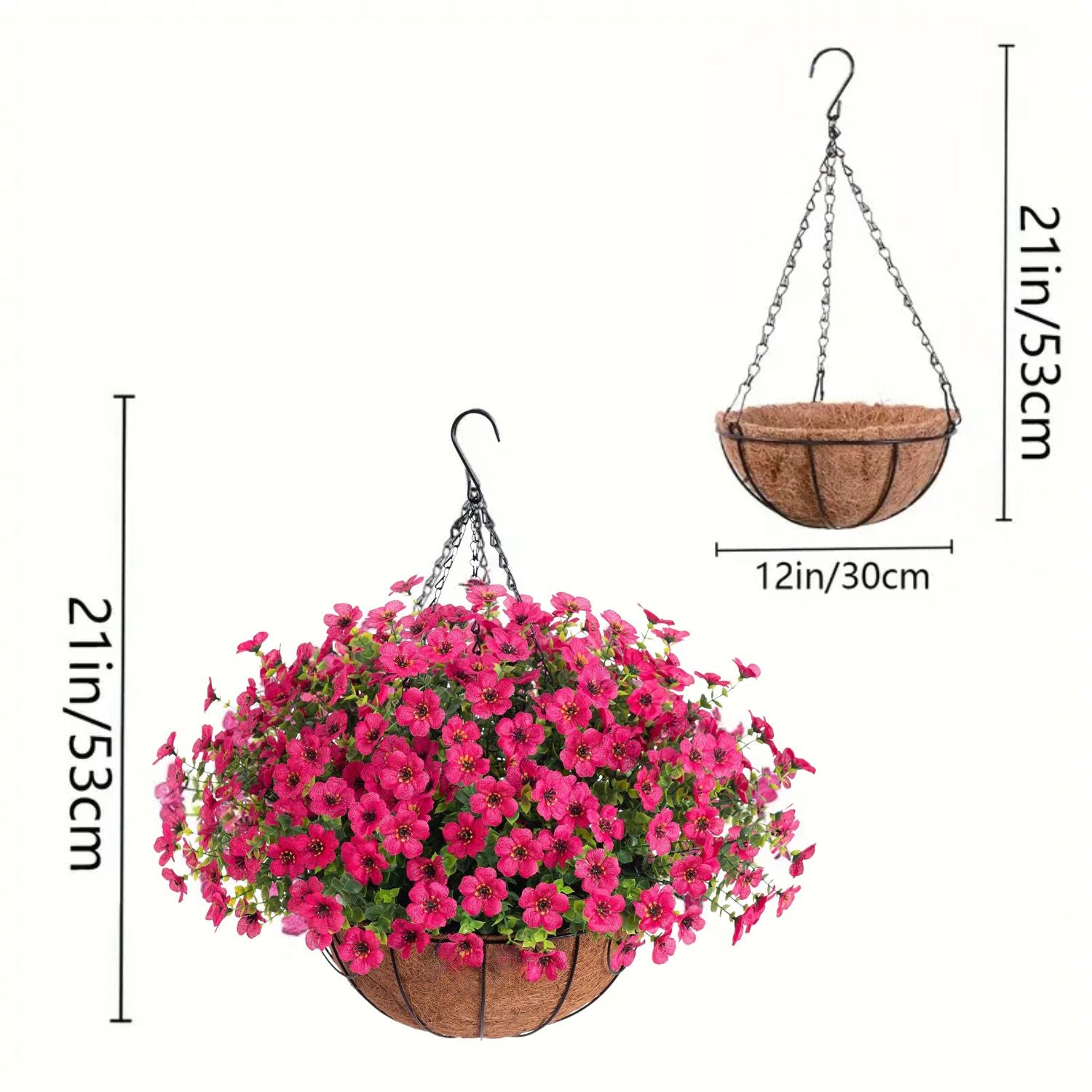 Hanging Artificial Faux Flowers Plant Basket for Balcony Home Decor & Outdoor Decoration