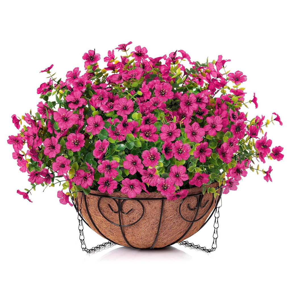 Hanging Artificial Faux Flowers Plant Basket for Balcony Home Decor & Outdoor Decoration